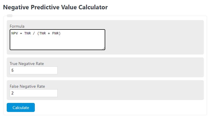 negative predictive value calculator