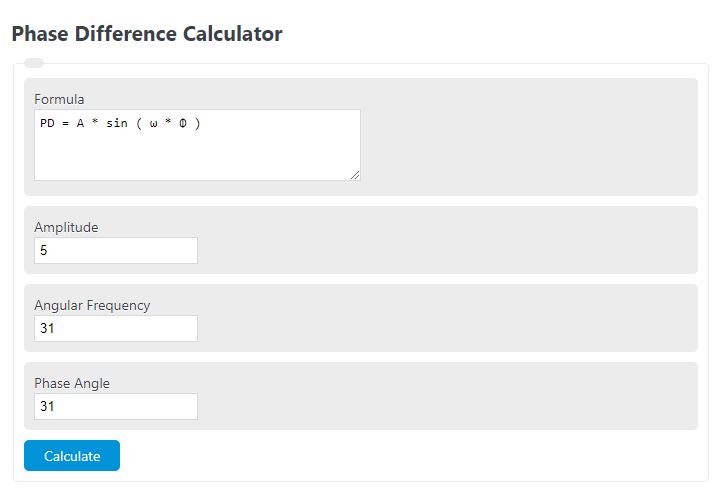 phase difference calculator