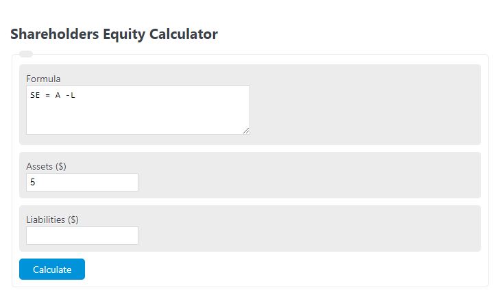 Shareholders Equity Calculator