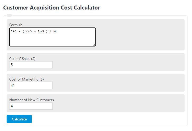 customer acquisition cost calculator