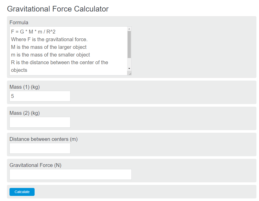 gravitational force calculator
