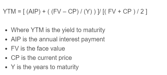 yield to maturity formula