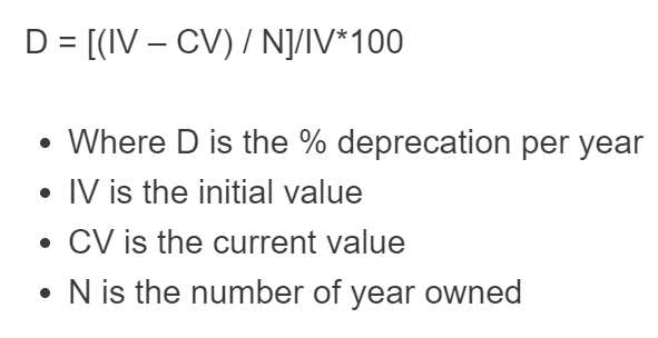 car depreciation formula