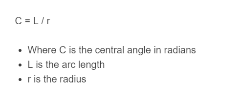 central angle formula