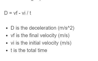 deceleration formula