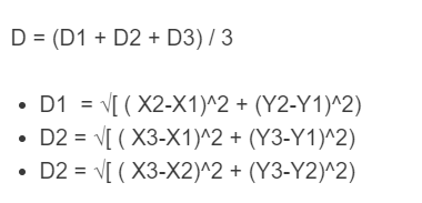 distance between 3 points formula
