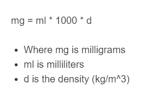 ml to mg formula