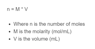 ml to moles formula