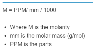 ppm to molarity formula