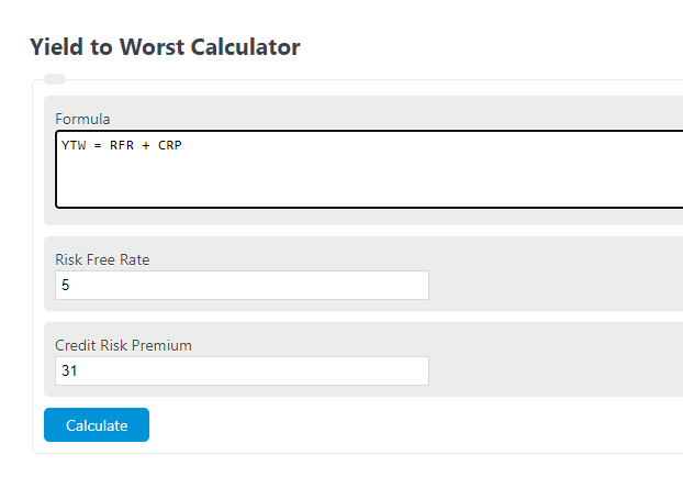 yield to worst calculator