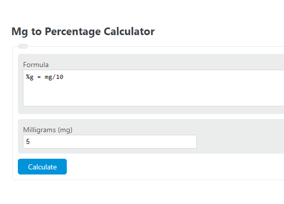 mg to percentage calculator