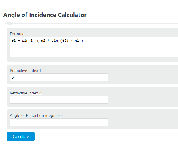 angle of incidence calculator
