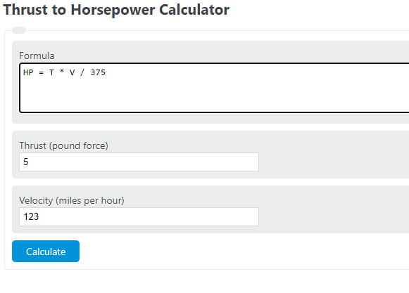 thrust to horsepower calculator