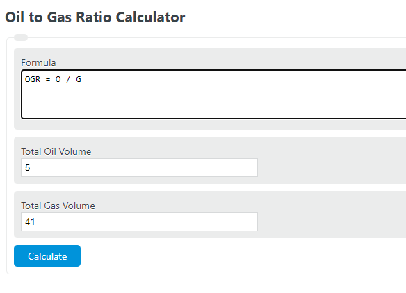 oil to gas ratio calculator