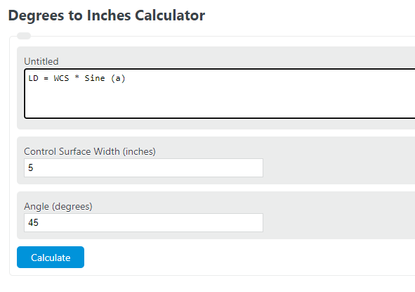 degrees to inches calculator