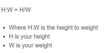 height to weight ratio formula