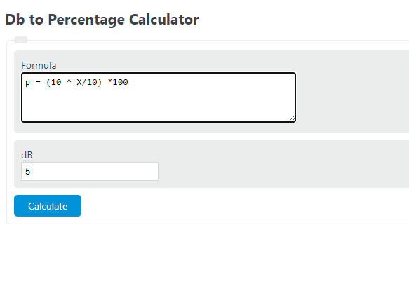db to percentage calculator