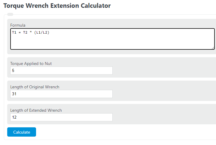 torque wrench extension calculator