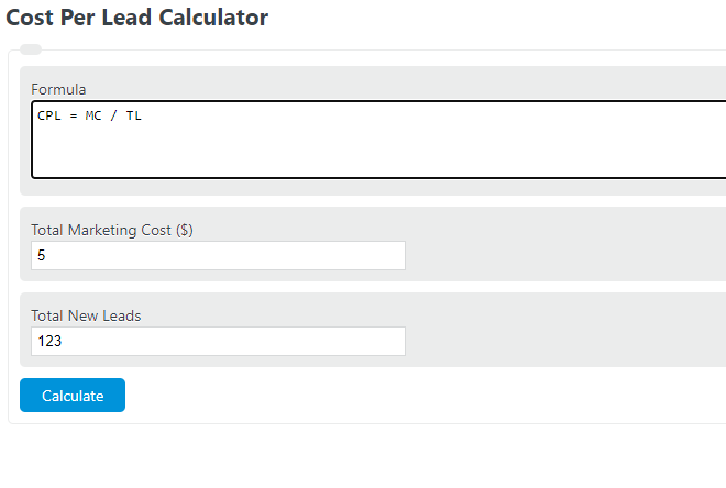 cost per lead calculator