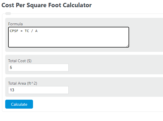 cost per square foot calculator