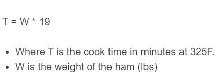 ham cook time formula