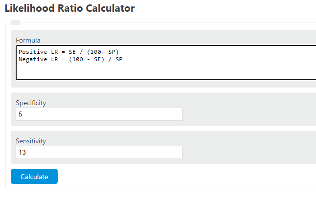 likelihood ratio calculator
