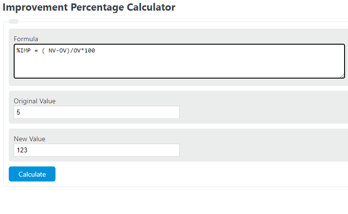 improvement percentage calculator