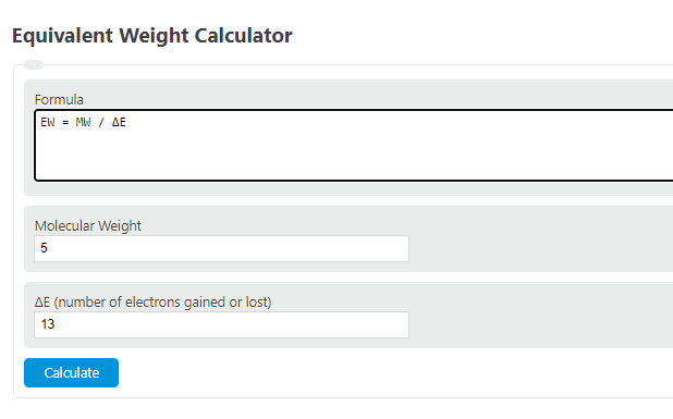 equivalent weight calculator