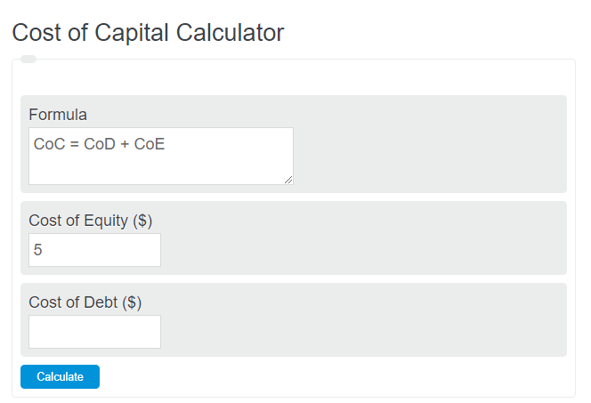 cost of capital calculator