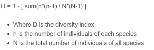 simpson's diversity index formula