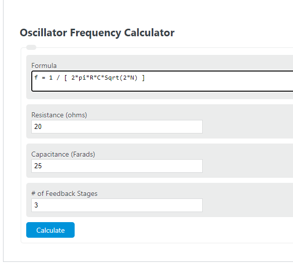 oscillator frequency calculator