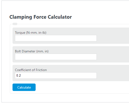 clamping force calculator