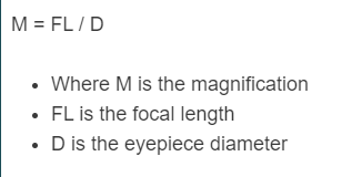 telescope magnification formula
