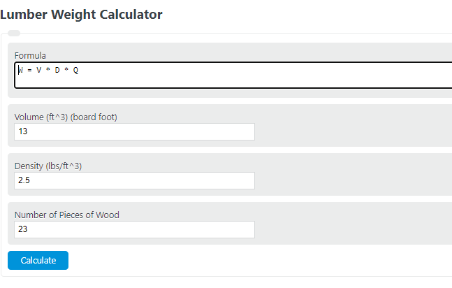 lumber weight calculator