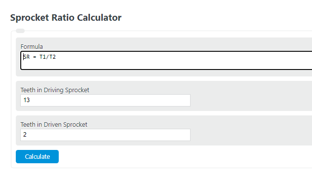 sprocket ratio calculator