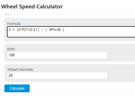 wheel speed calculator