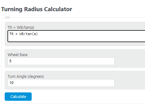 turning radius calculator