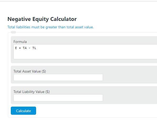 negative equity calculator