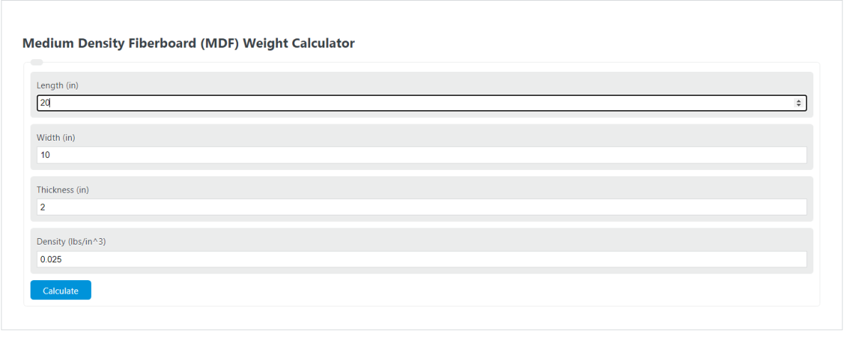 mdf weight calculator