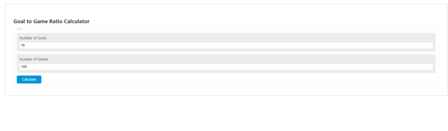 Goal To Game Ratio Calculator Calculator Academy