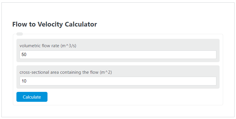 flow to velocity calculator 
