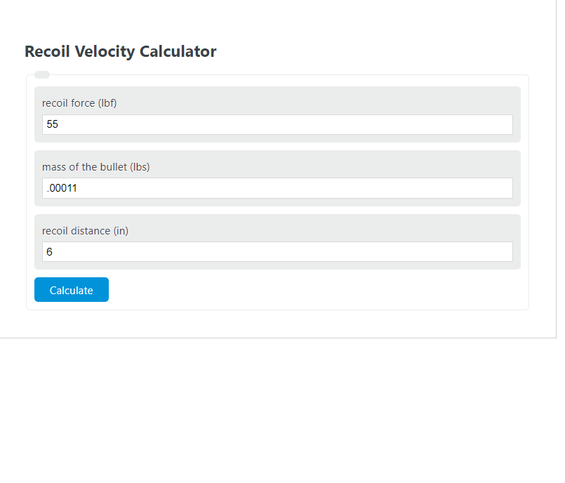 recoil velocity calculator 