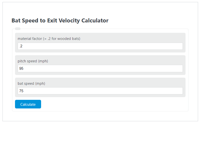 bat speed to exit velocity calculator 