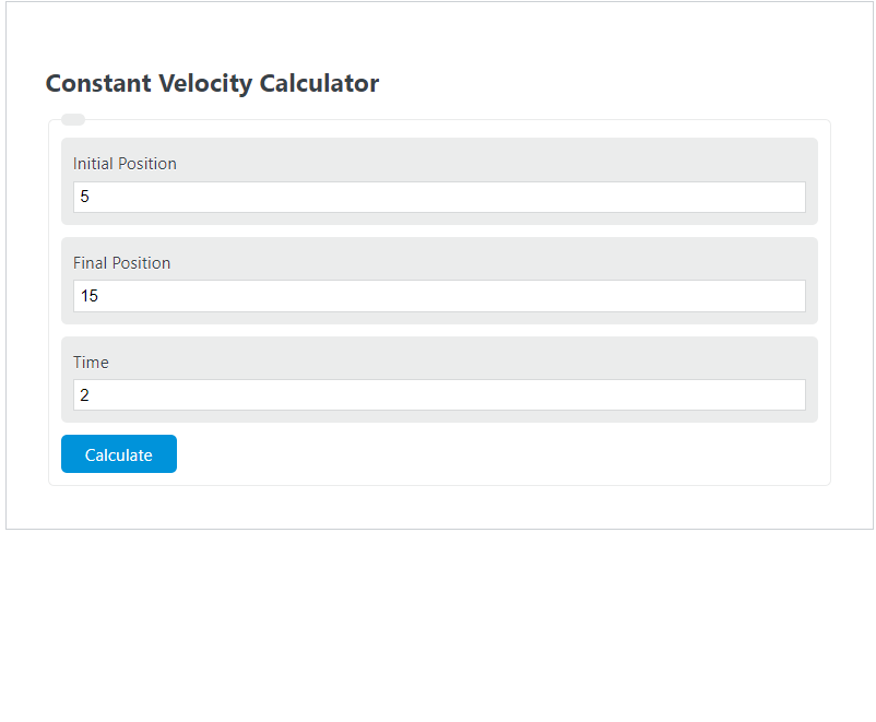 constant velocity calculator 