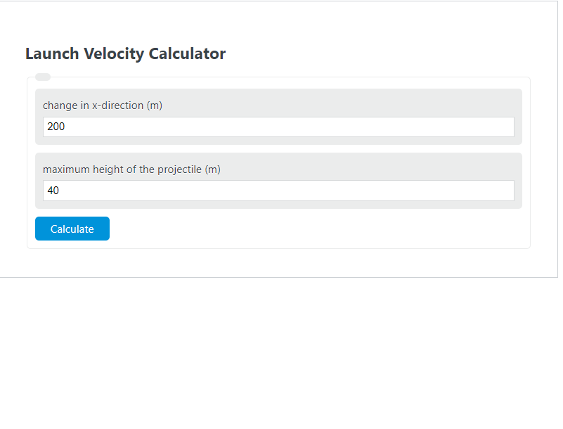 launch velocity calculator 