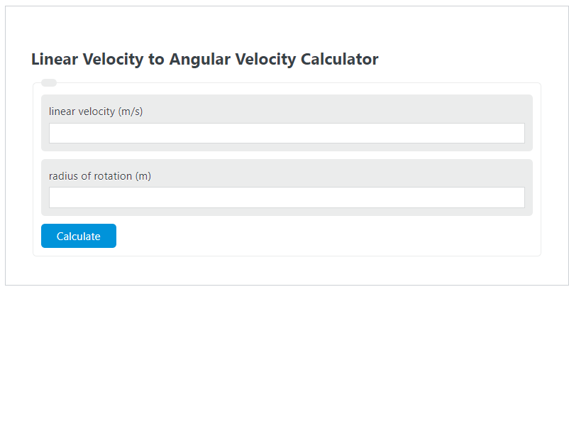 Linear Velocity to Angular Velocity Calculator 
