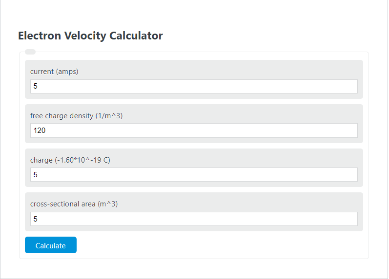 electron velocity calculator 