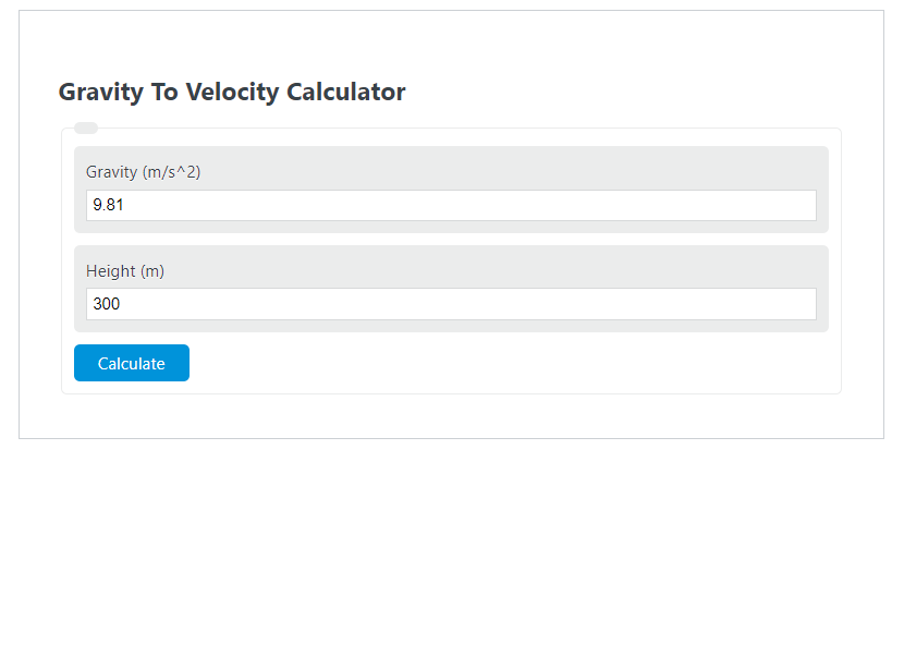 gravity to velocity calculator 