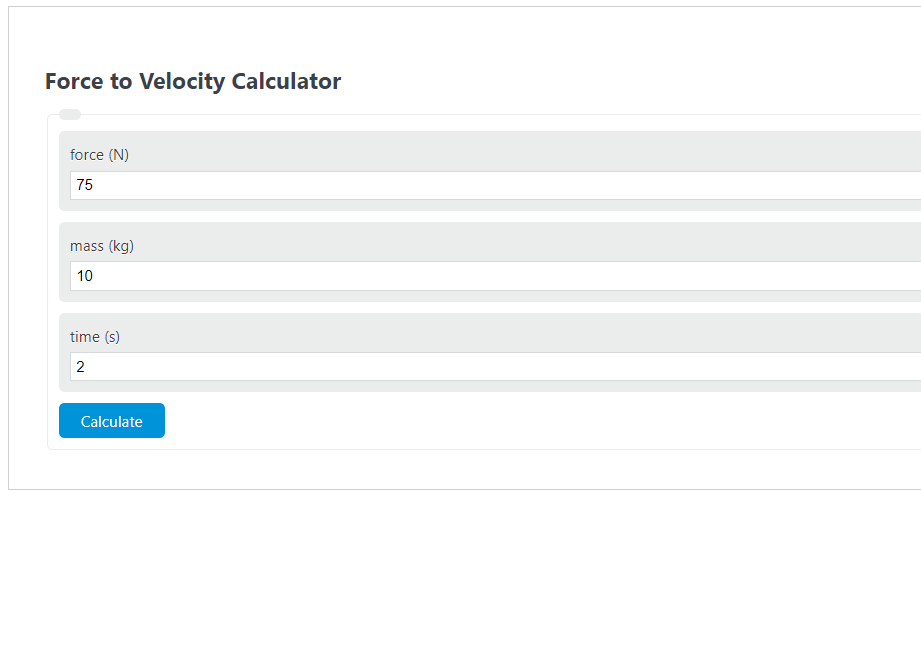 force to velocity calculator 