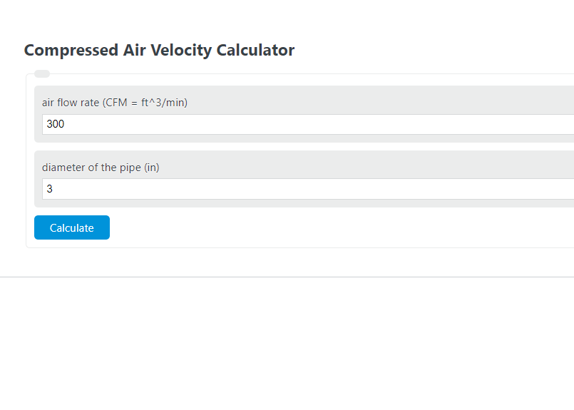 compressed air velocity calculator